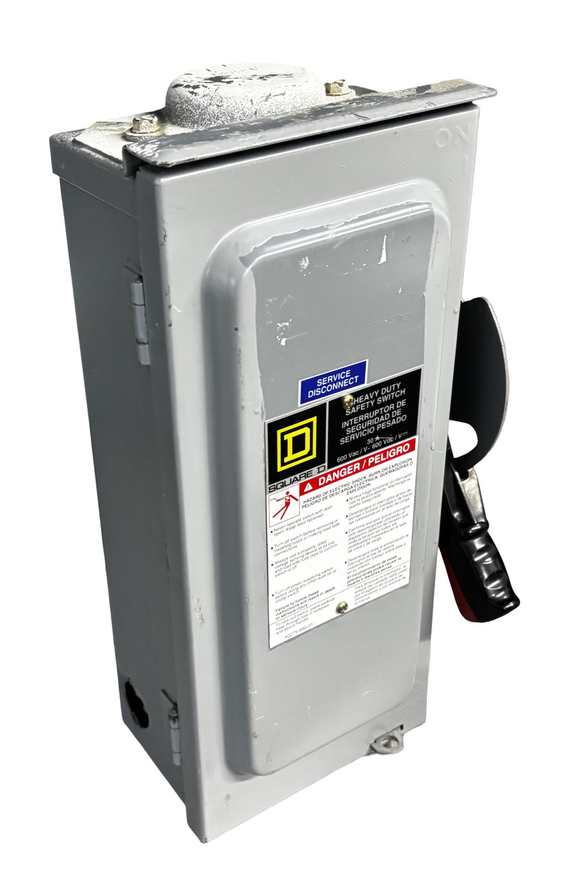 Square D HU361RB Non-Fusible Disconnect 30A 3-Pole 600V AC/DC NEMA 3R Heavy-Duty