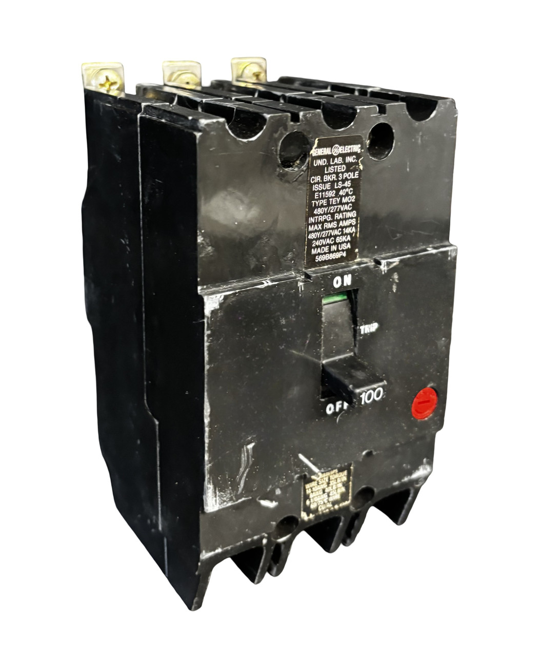 GE TEY3100 Circuit Breaker – 100A, 3-Pole, 3-Phase, 277/480V, Thermal Magnetic