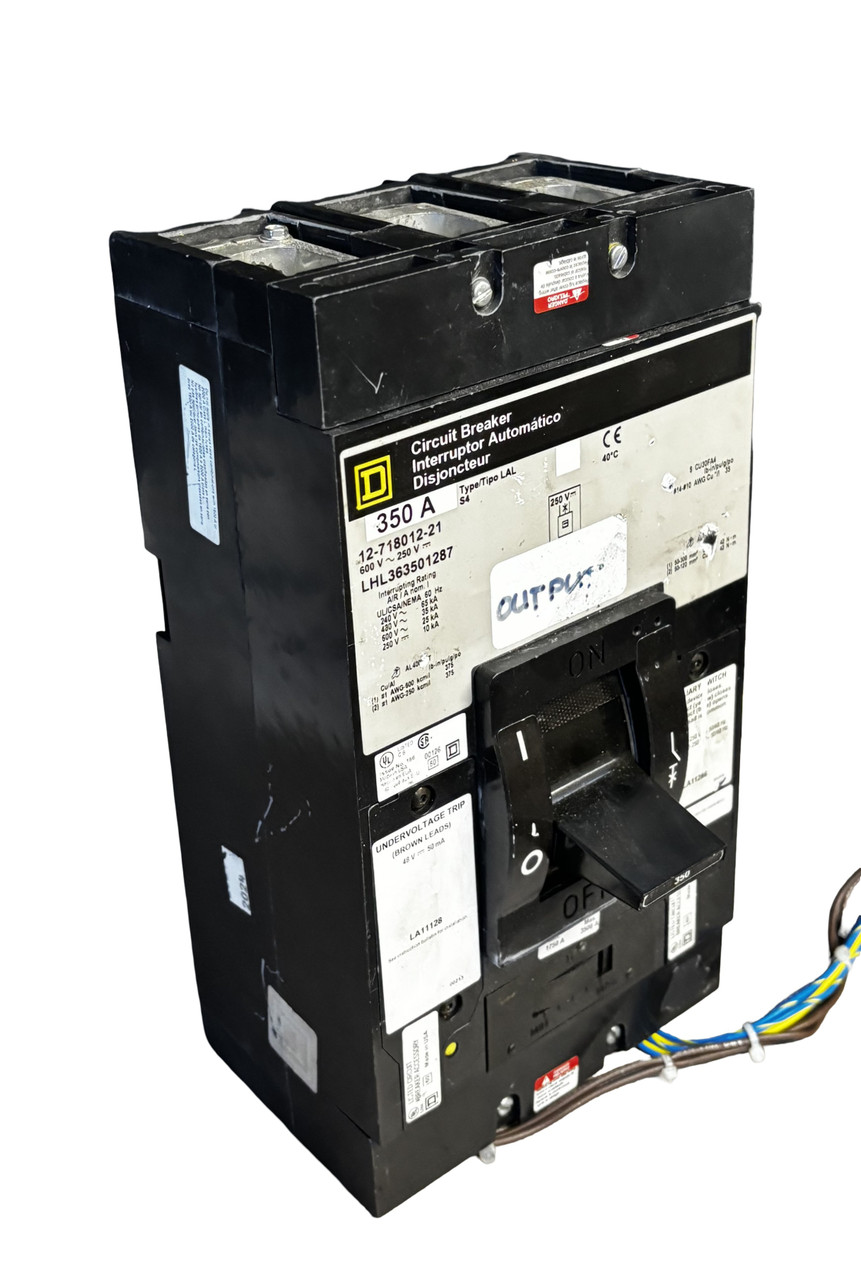 Square D LHL363501287 DC Molded Case Circuit Breaker – 350A, 3-Pole, 600V, Feed-Thru