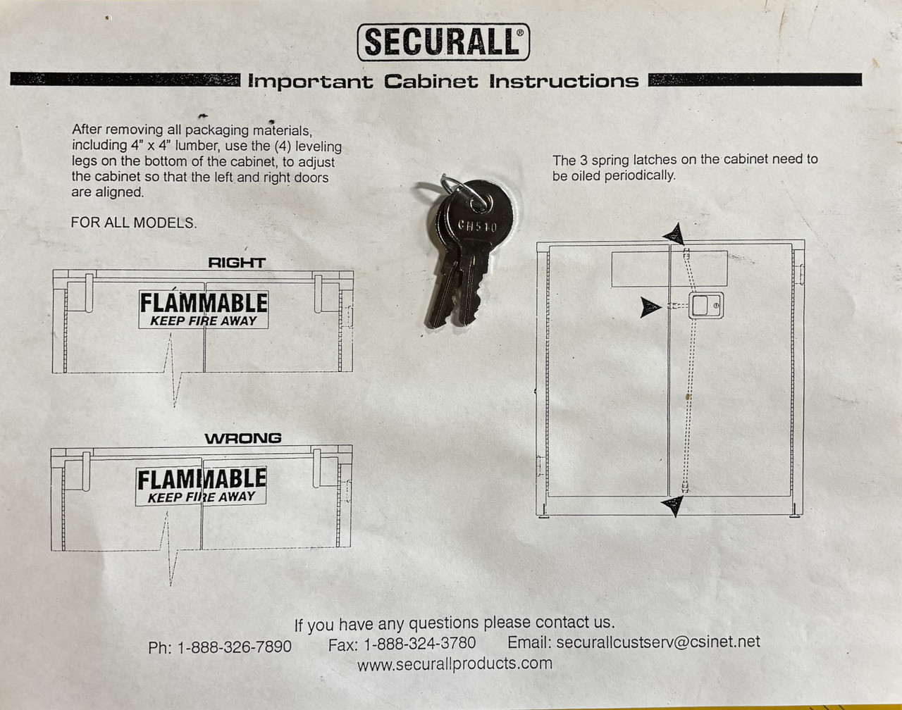Securall A305 12-Gallon Flammable Safety Cabinet – Self-Close, Self-Latch, 18-Gauge Double Wall