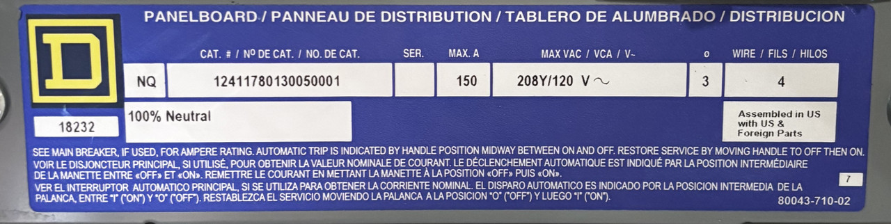 Square D Temporary Power System – 45kVA Transformer 480Y/277V - 208Y/120V, Panels & Breakers