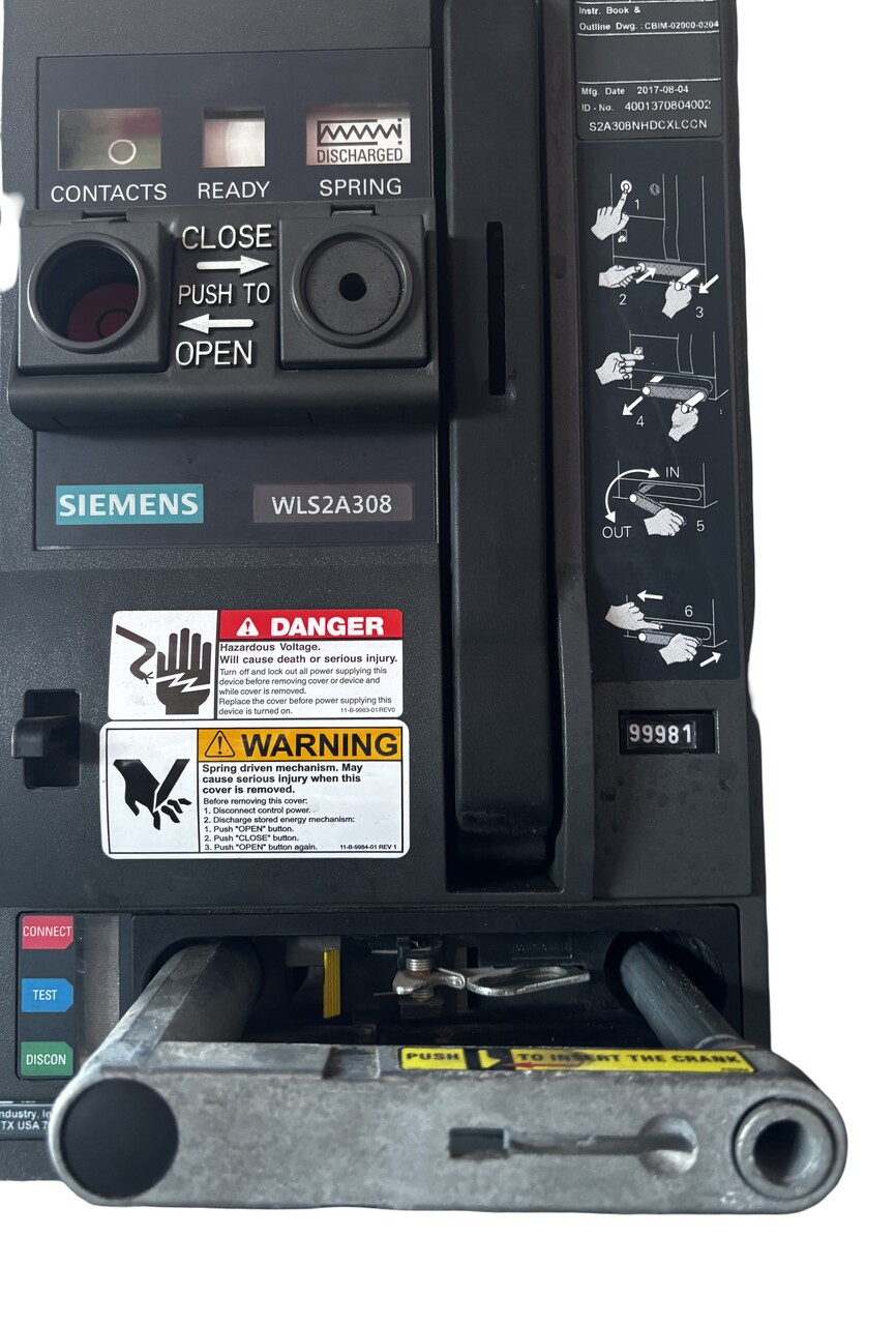 Siemens 3WL3216-4AS30-1AA0 3-Pole 1600A Air Circuit Breaker – Fixed Mount – SENTRON 3WL Series