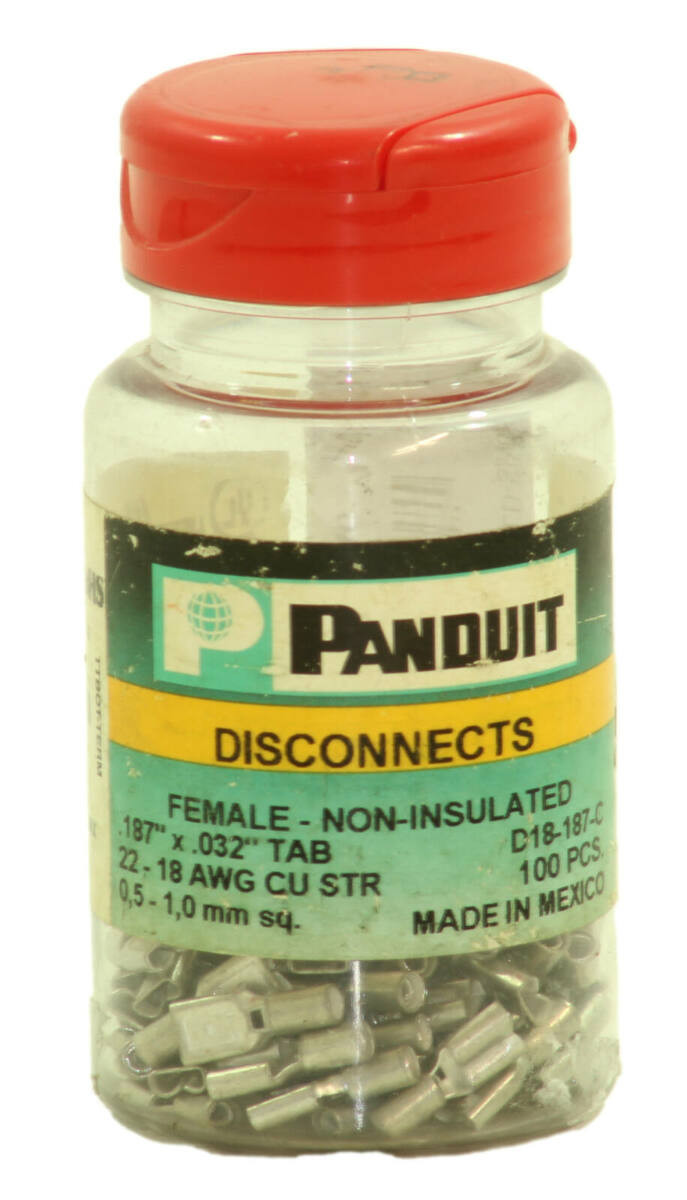 Panduit D18-187-C Female Quick Disconnect Terminal – 22-18 AWG Copper, Non-Insulated, Vibration Resistant