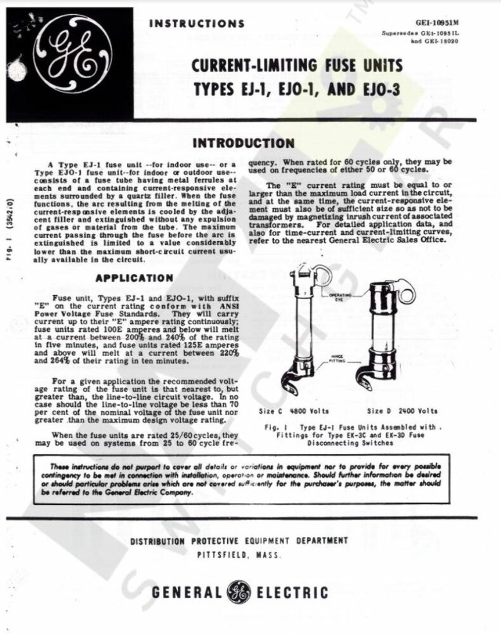 General Electric GEI-10951 Fuse Unit Holder