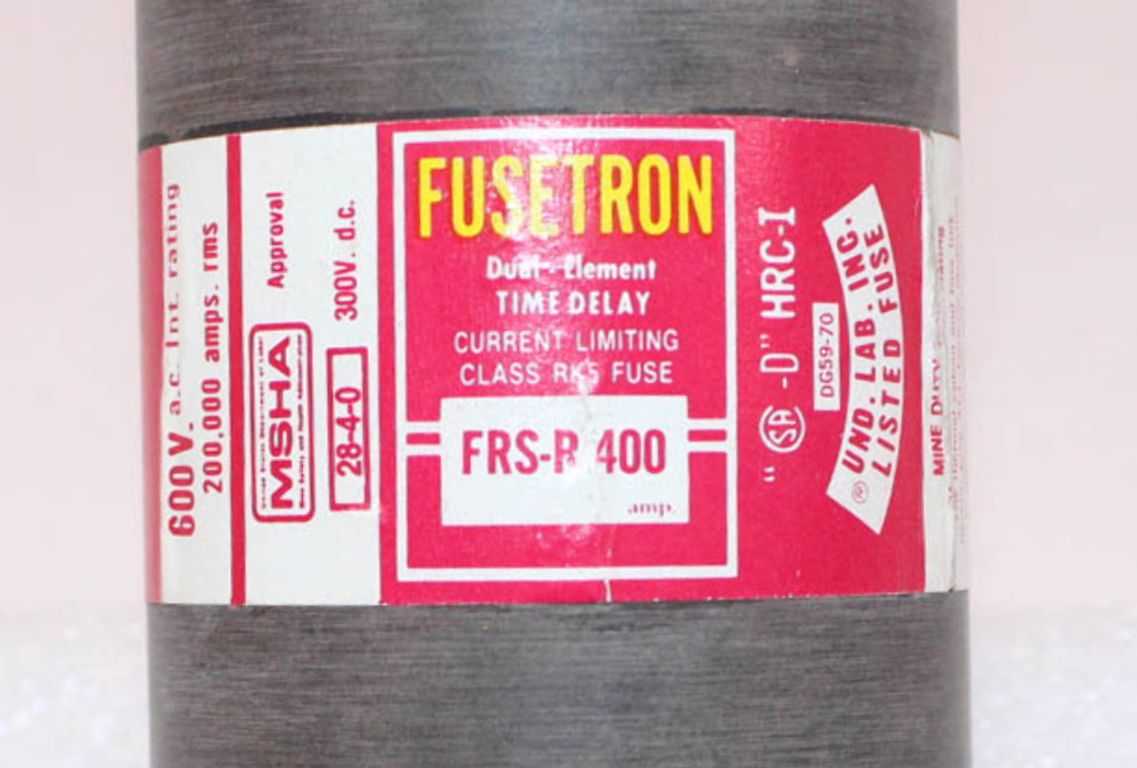 Fusetron FRS-R-400 Fuse 400A 600V Duel-Element Time Delay Current Limiting RK5 Fuse