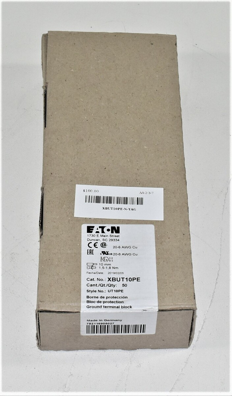 Eaton XBUT10PE Ground Terminal Block 20-6AWG