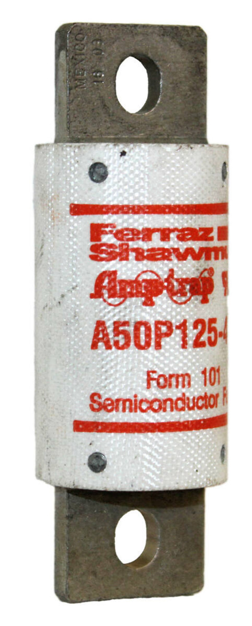 Ferraz Shawmut A50P124-4 Amp-Trap Fuse 125A 500 AC 450 DCV Diameter: 1 1/4 Inch Insulating Material Glass Melamine Laminate Connection/Terminal Material Tin Plated Brass Mounting Type Bolt-In