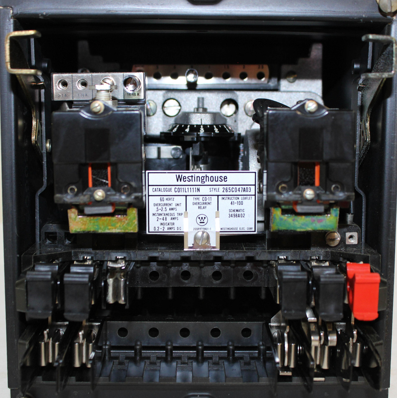 Westinghouse 265C047A03 Overcurrent Relay 5-2.5A 3P Instantaneous Trip 2-48 A, Indicator 0.2-2A Catalogue C011L1111N