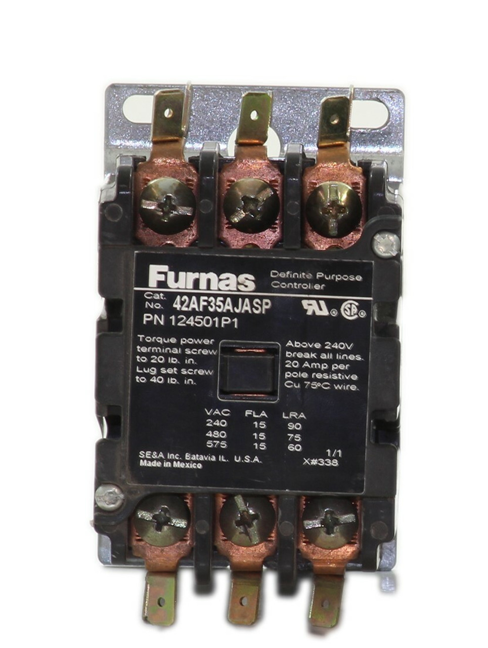 Furnas 42AF35AJASP Definite Purpose Controller Contactor 20A 24V Coil 75D70152J