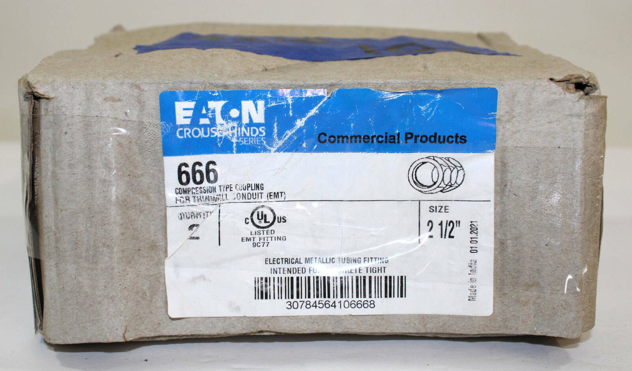 EATON ECH666 EMT Compression Coupling Material: Zinc Plated Steel Size: 2 1/2 Inch Concrete Tight