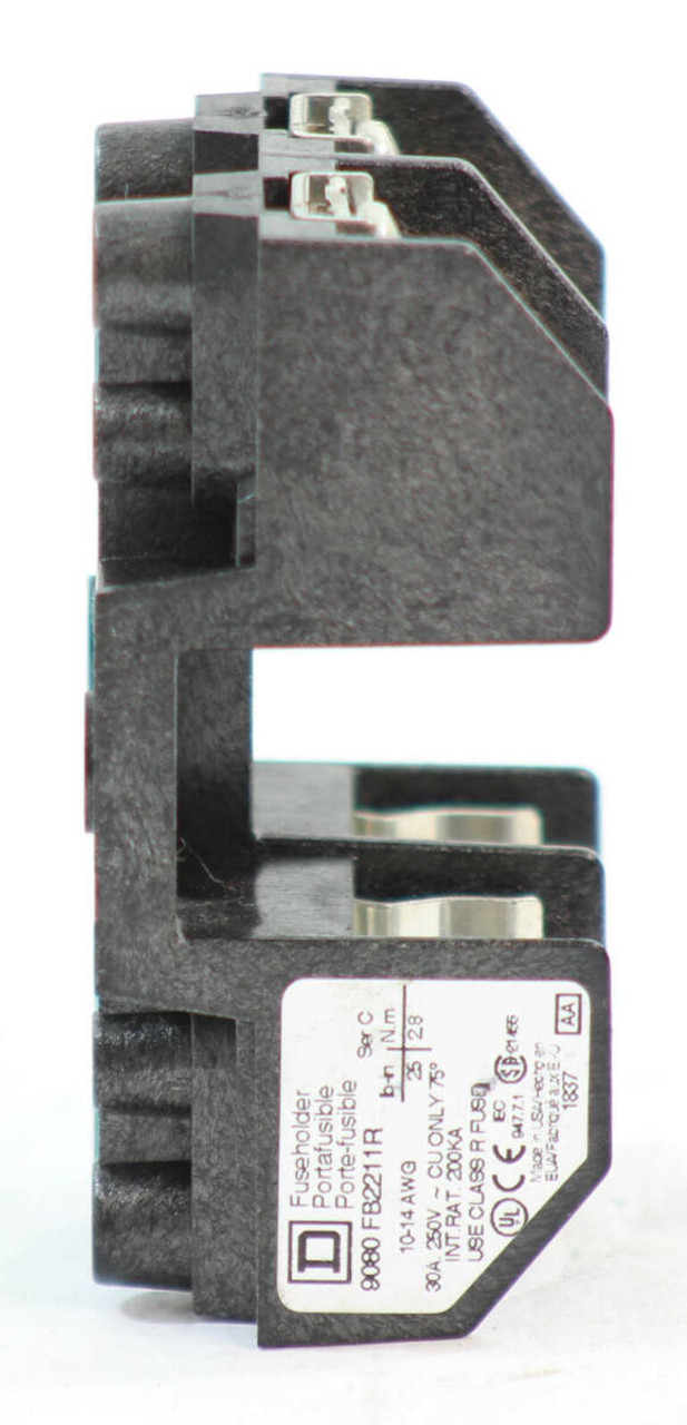 Square D 9080FB2211R Fuse Holder 30A 250V 2P SchneiTerminal block, Linergy, Fuse Holder, Class R, 30A, 250 V, 2 Pole