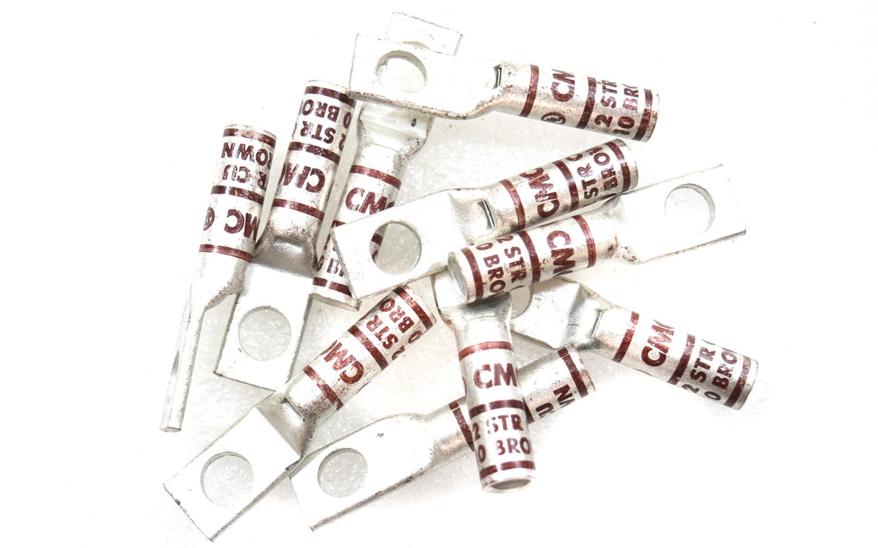 CMC YAZ2CTC38 Copper Compression Lug | 2 AWG | Long Barrel | 3/8" Stud