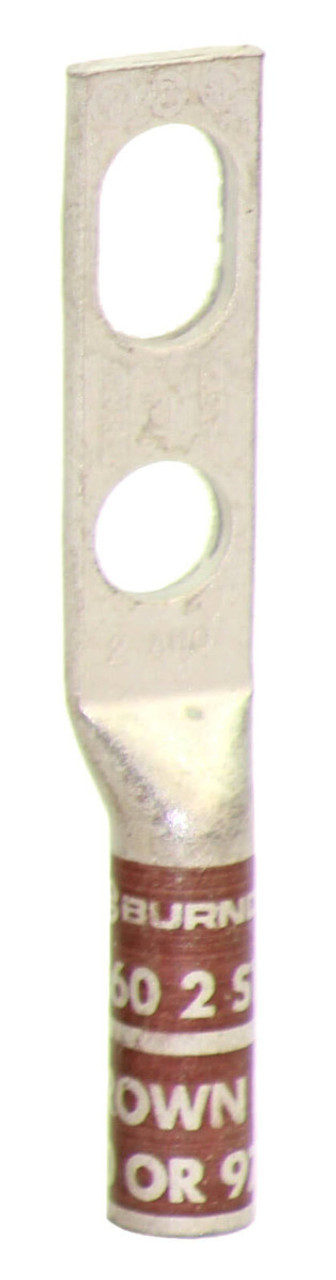Burndy YA2C2TC38SL Long Barrel Compression Lug 2AWG Hole Size 3/8" # of Holes 2
