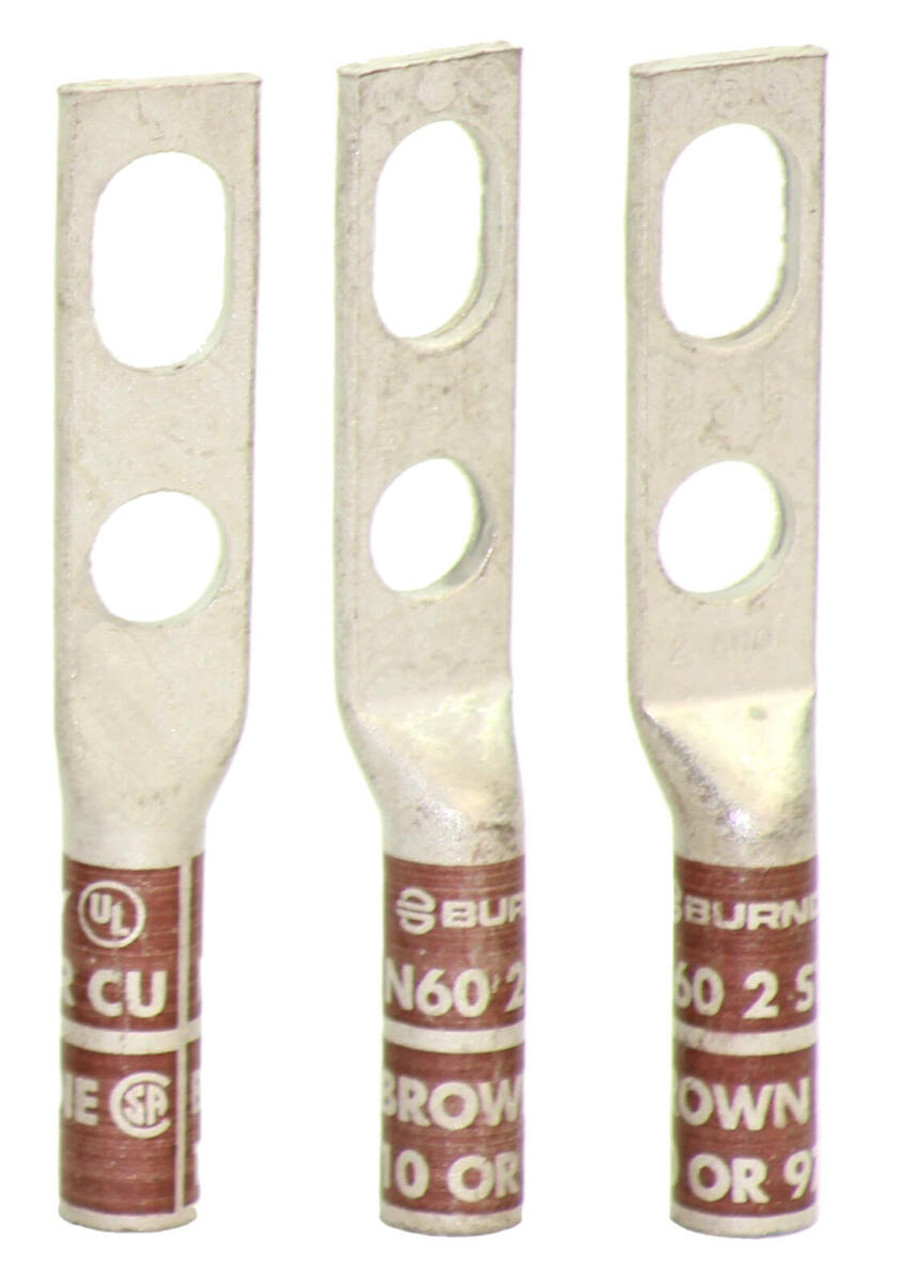 Burndy YA2C2TC38SL Long Barrel Compression Lug 2AWG Hole Size 3/8" # of Holes 2