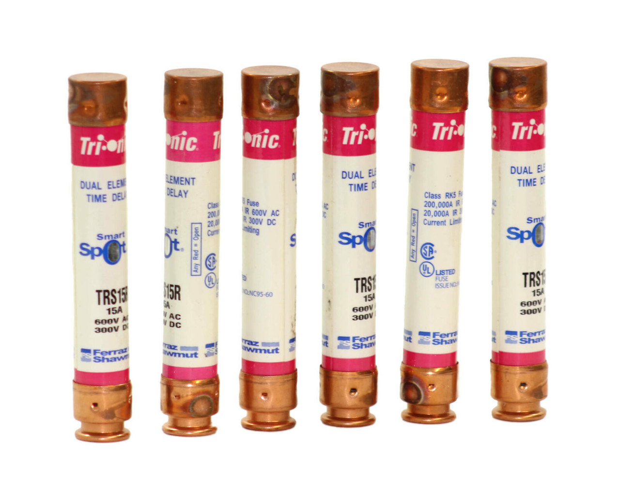 Ferraz Shawmut TRS15R Fuse 15A 600V Trionic Dual Element Time Delay RK5