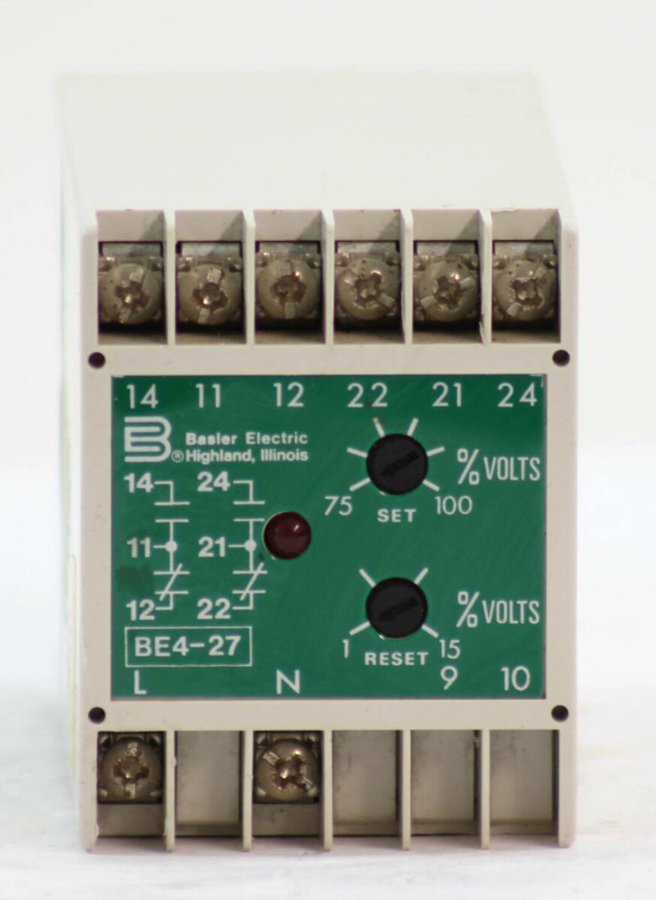 Basler Electric BE4-27 Undervoltage Relay 120V 12P 50/60 Hz, 1A1N2, 18566705, 6:E10, Relay De-Energize on Trip