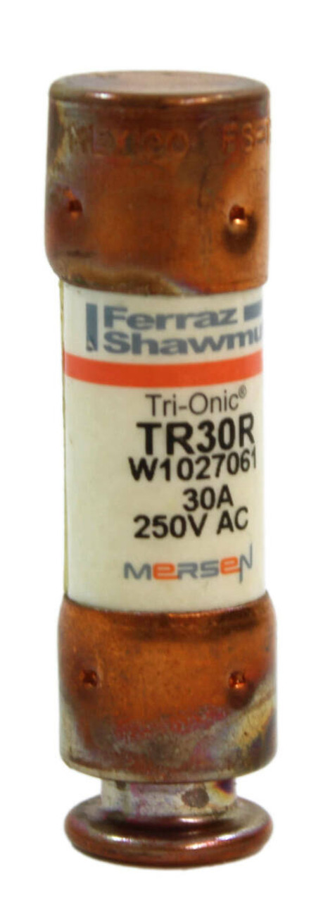 Ferraz Shawmut TR30R Tri-Onic Fuse 30A 250V Diameter: 1/2 Inch L: 2 Inch W1027061, Dual Element, Time Delay, Class RK5, 200,000A IR AC