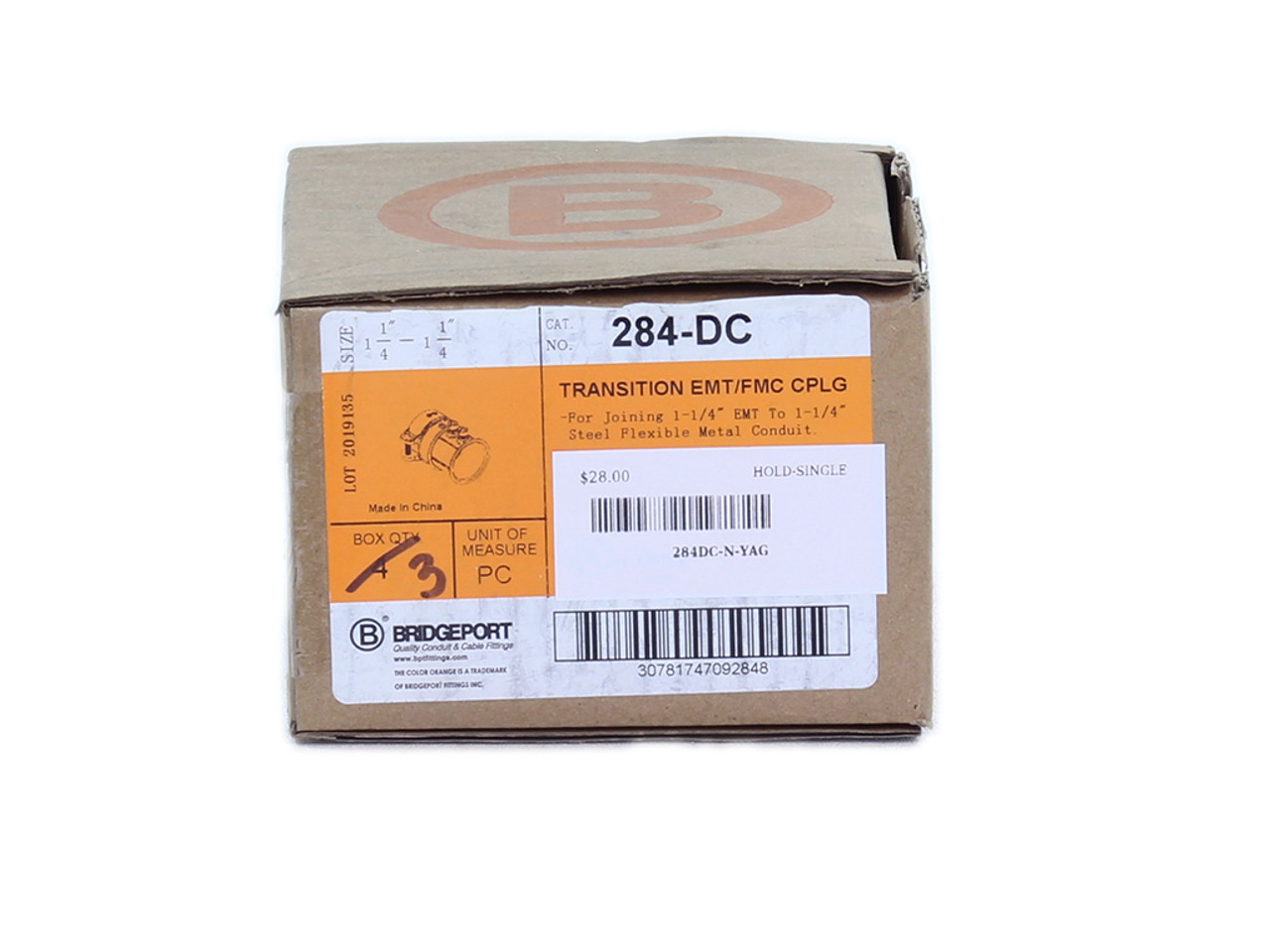 Bridgeport 284-DC EMT to FMC Transition Coupling Material: Steel Size: 1-1/4 Inch