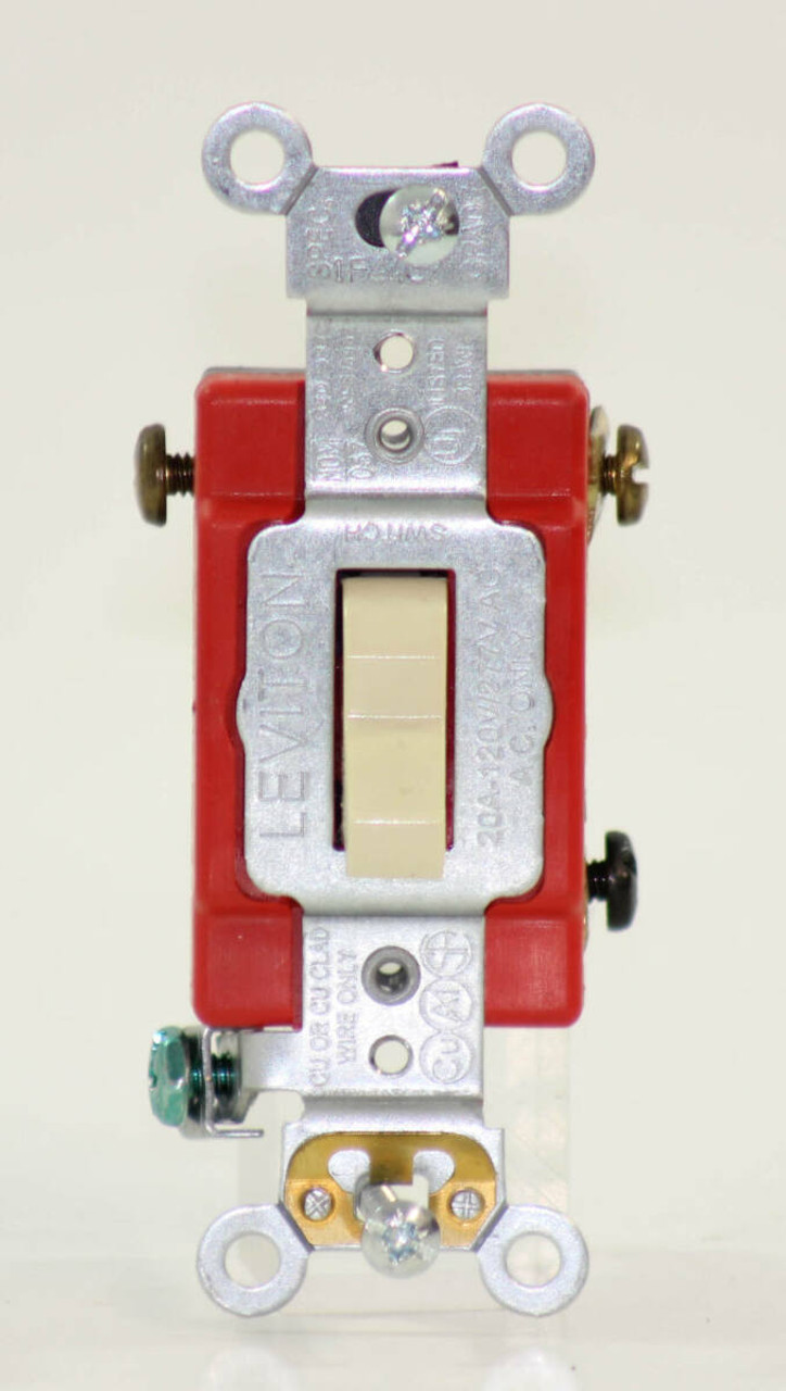 Leviton 1223-2I Toggle Switch 3 Way Grounding 20A 120/277V Ivory
