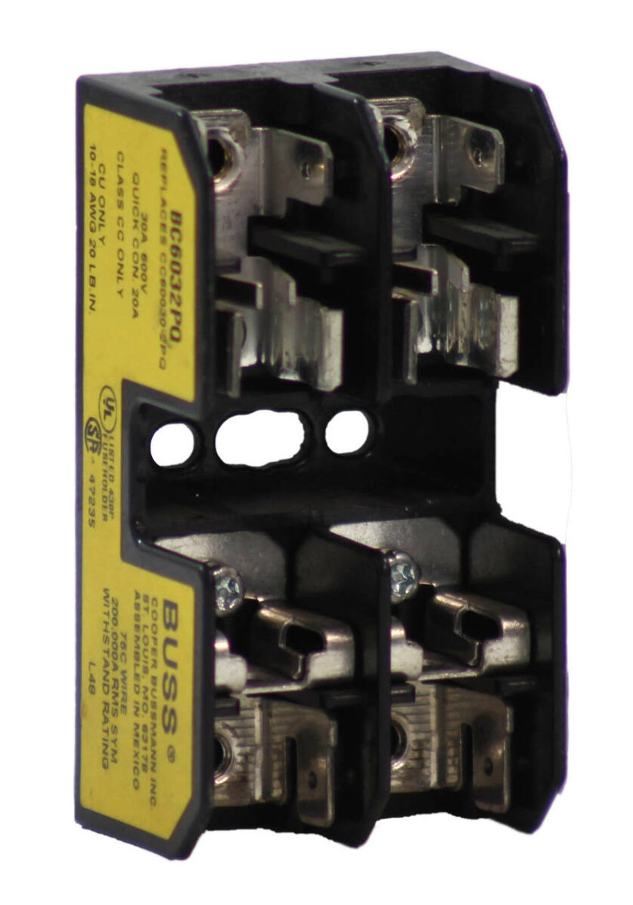 Eaton BC6032PQ BCM Modular Fuse Block 30A 600V 2P Fuse TypeClass CC Pressure Plate/Quick Connect