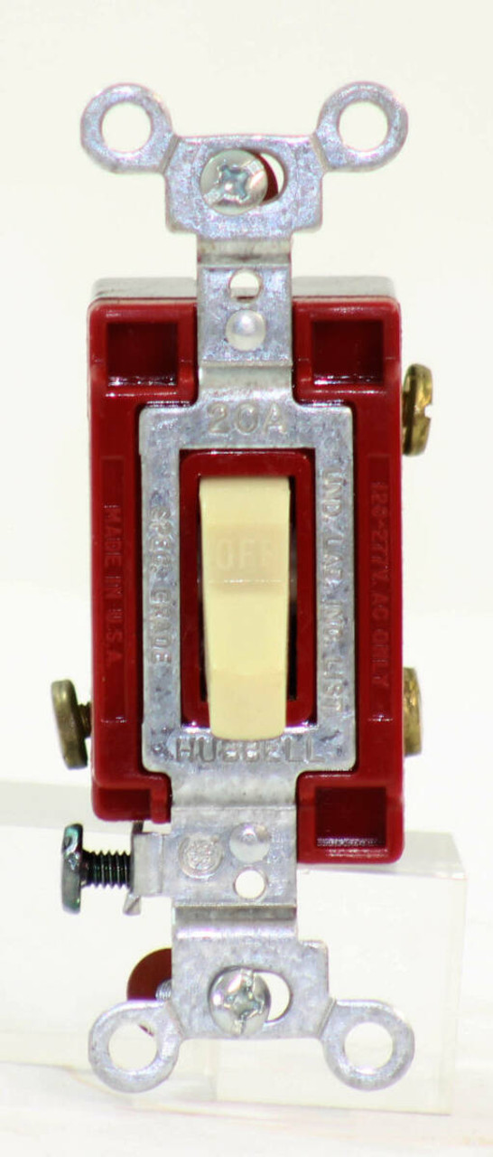 Hubbell CS1222I Toggle Switch 20A 120/277V Double Pole, Ivory, For Back and Side Wiring, Specification Grade, 1222I
