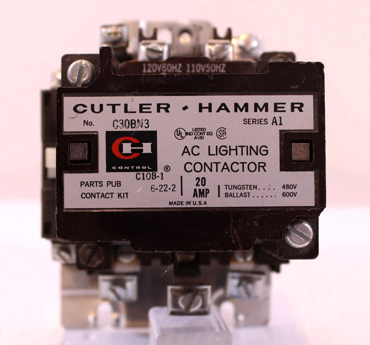 Cutler Hammer C30BN3 AC Lighting Contactor 20A 600V 120V 60Hz/110V 50Hz Ser. A1