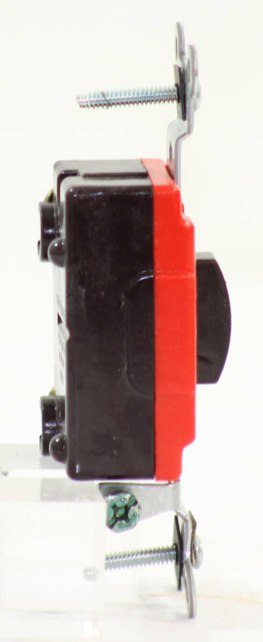 Leviton 1221-2L Toggle Locking Single-Pole AC Quiet Switch 20A 120/277V S.P. key Switch, Brown, Grounding, Tamper Resistant