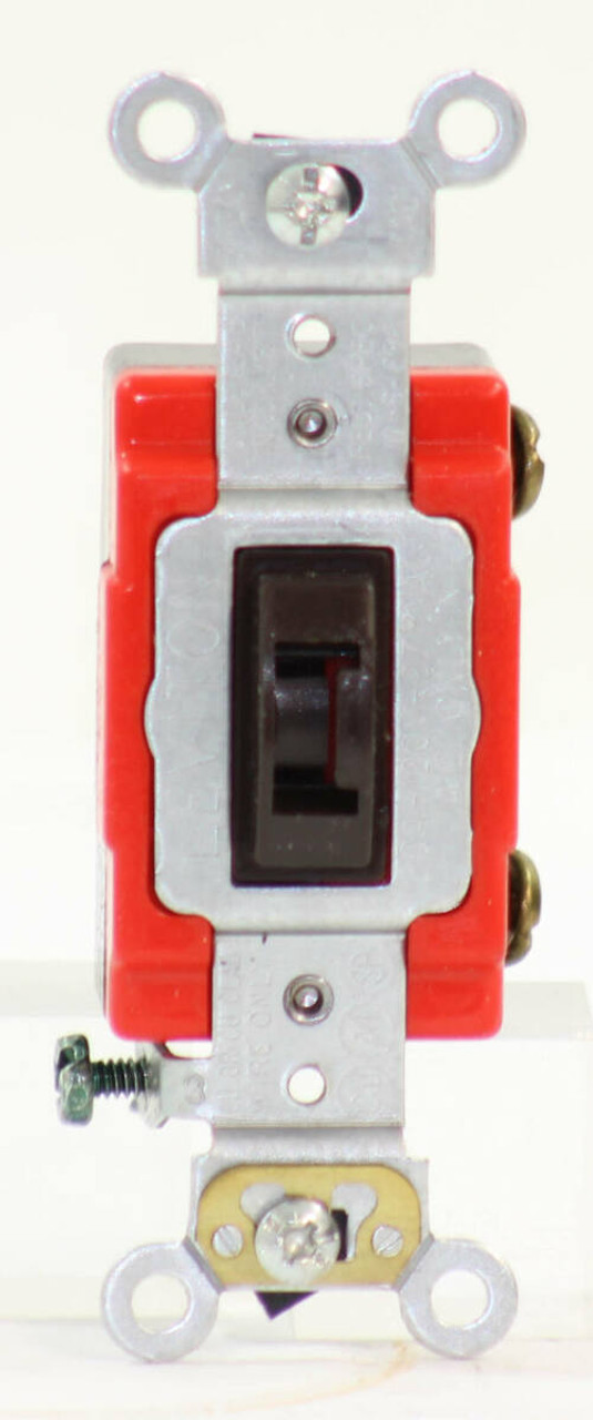 Leviton 1221-2L Toggle Locking Single-Pole AC Quiet Switch 20A 120/277V S.P. key Switch, Brown, Grounding, Tamper Resistant