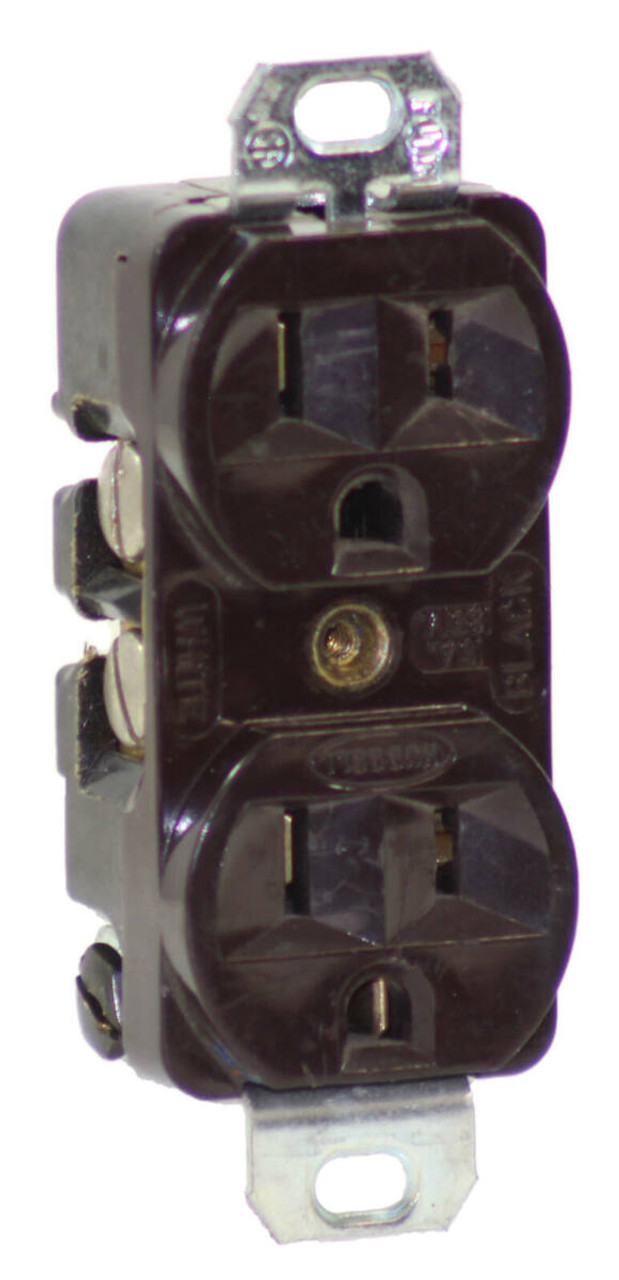 Hubbell 5262B Duplex Receptacle Straight Blade Devices, Receptacles, Duplex, Commercial/Industrial Grade, 2-Pole 3-Wire Grounding, 15A 125V, 5-15R, Brown