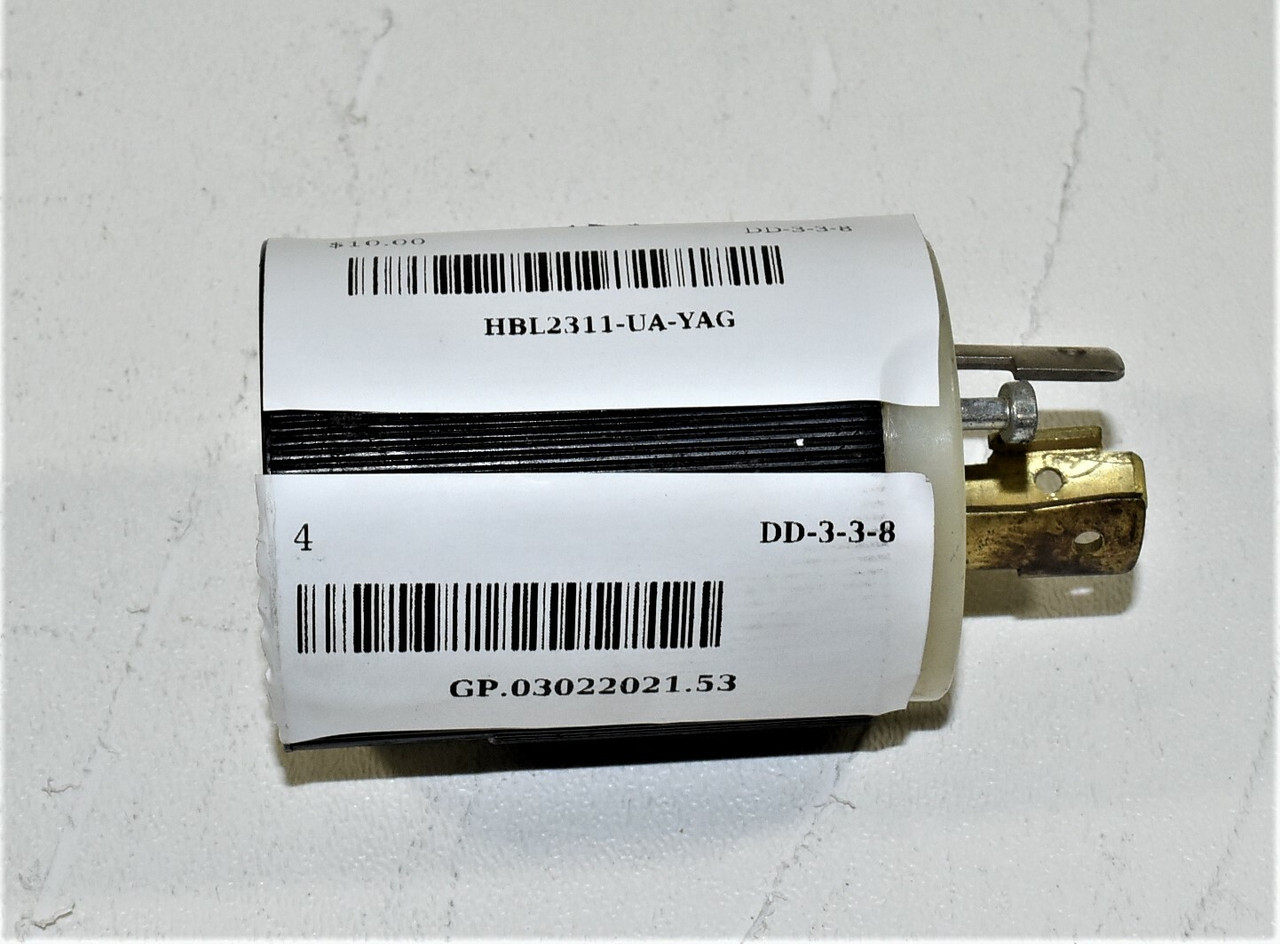 Hubbell HBL2311 Male Plug Locking Devices Twist-Lock 20A 125V AC 2-Pole 3-Wire Grounding NEMA L5-20P Screw Terminal Black and White Nylon