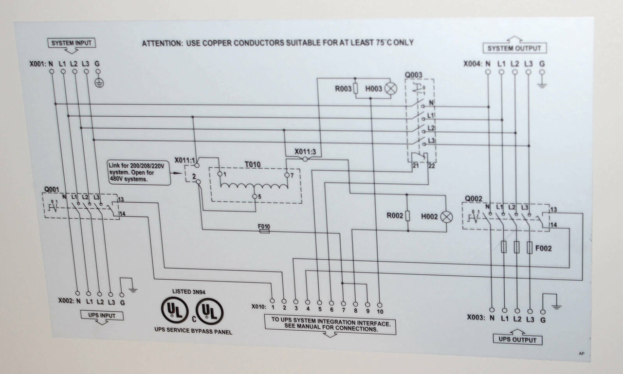 APC SBP40KFC1M1 Bypass Panel Input: 135A Output: 116A 208V 3 Phase