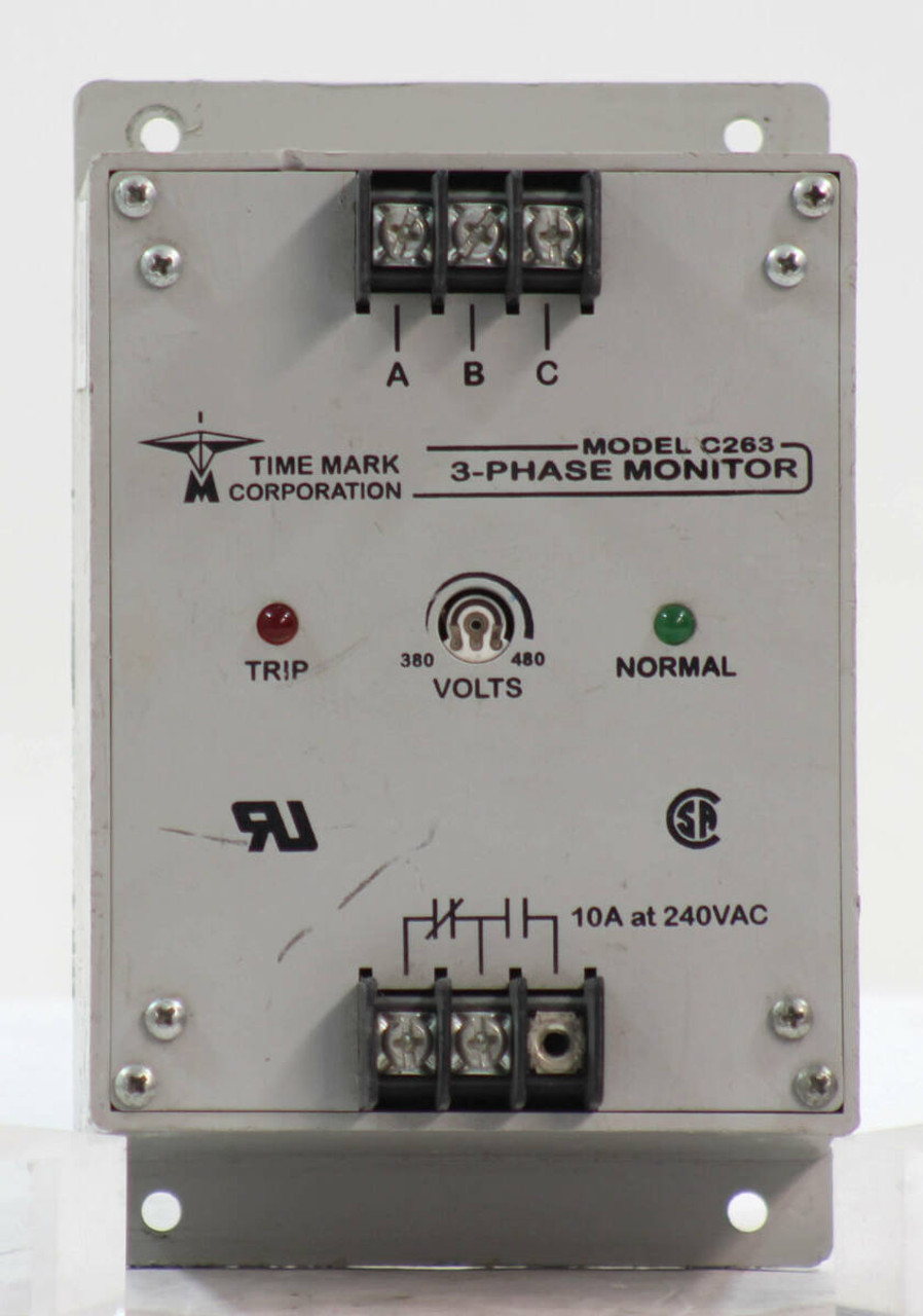 Time MarK C263 Phase Monitor Relay 10A 480V 3P 240VAC Panel Mount. Screw Terminal