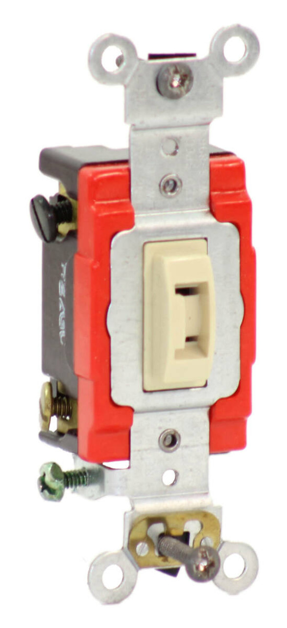 Leviton 1224-2IL 4 Way Key Switch 20A 120/277V Grounding, Tamper Resistant, Ivory