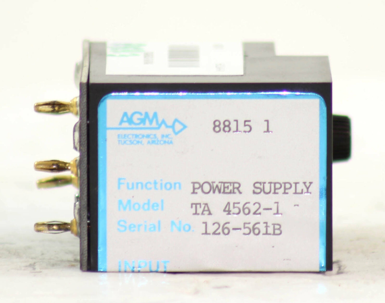 AGM TA 4562-1 Power Supply Input: 115VAC, 60Hz Output: 24VDC 126-561B
