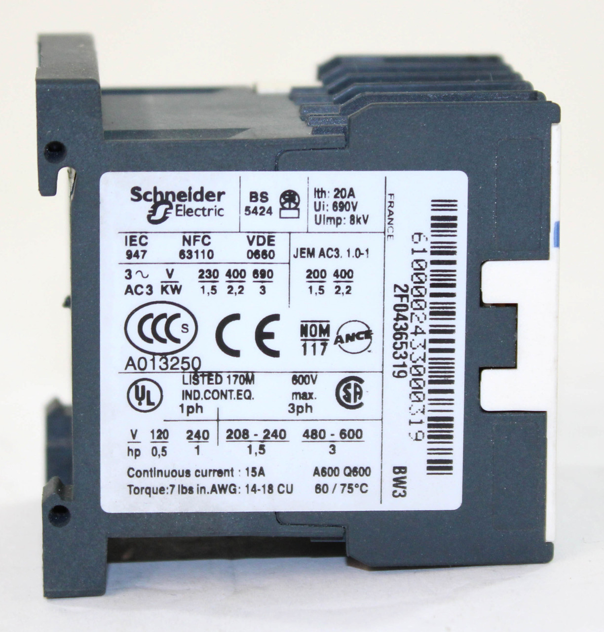 Telemecanique LP4K06-10BW3 Contactor 15A 24V Coil 600V