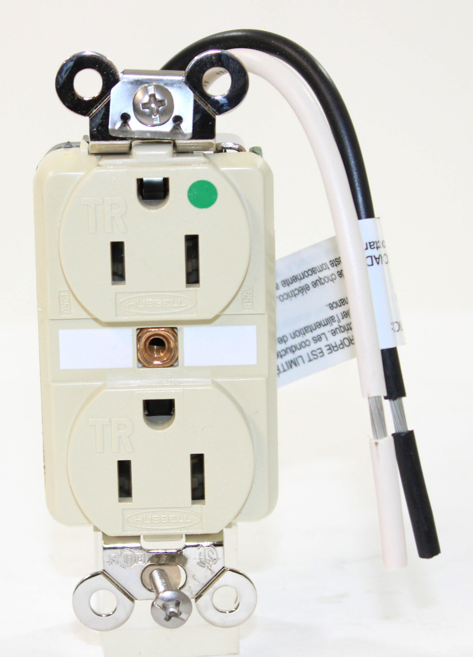 Hubbell Receptacle HBL8200SGIA 15A 125V 2P 3W Nema 5-15R Tamper Resistant Hospital Grade Grounding