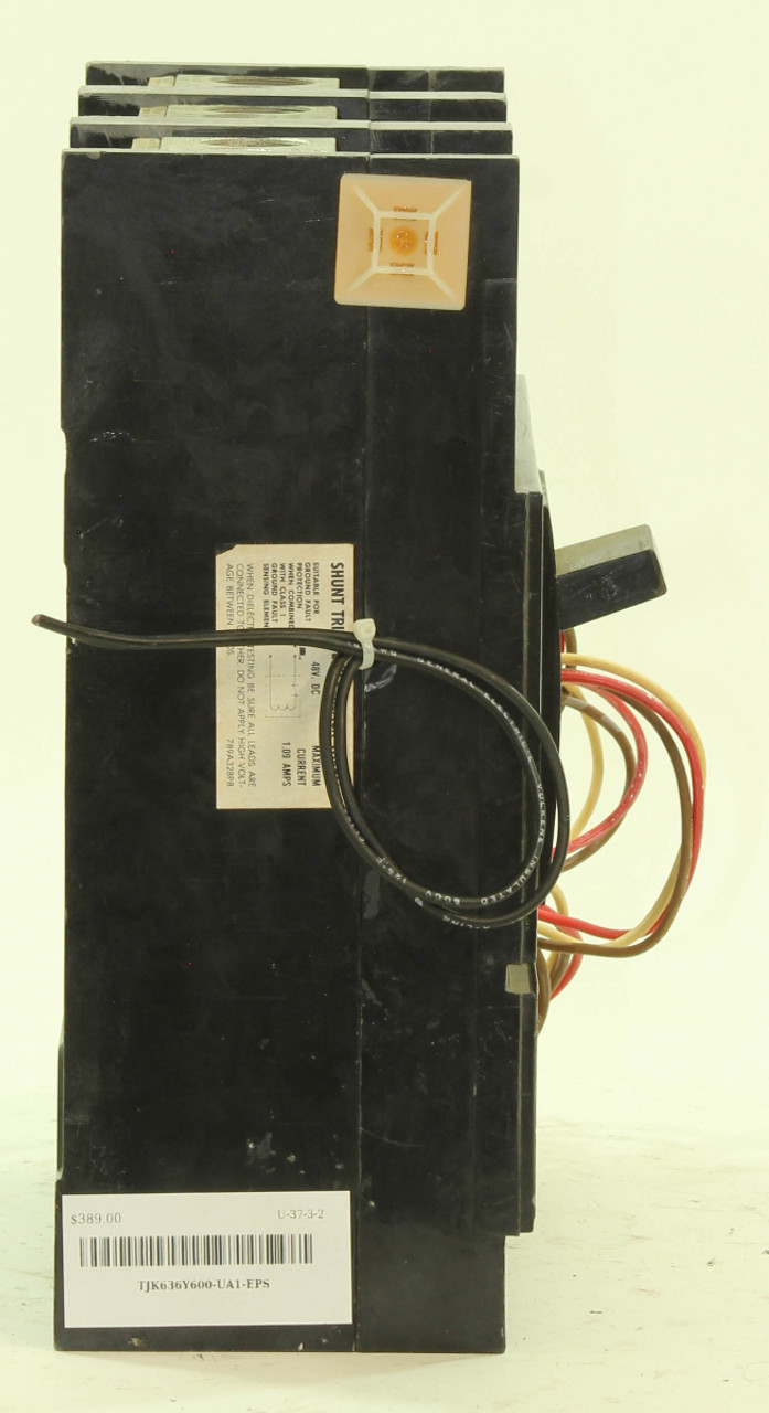 General Electric TJK636Y600 Switch 600A 600V 3P 22KA 48VDC Shunt Trip, 3 Auxiliary Switches