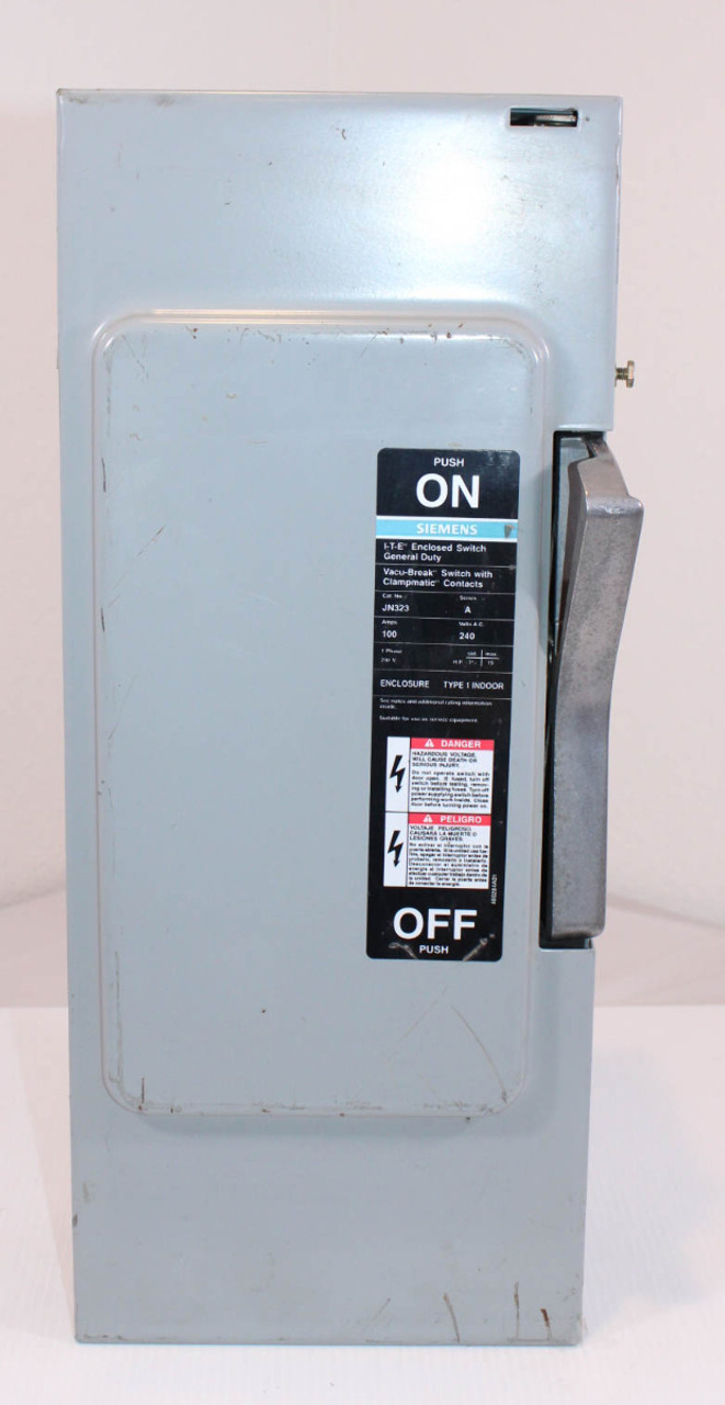 Siemens JN323 Vacu-Break Switch 100A 240V 3P NEMA: 1 Fusible: Yes With Clampmatic Contacts