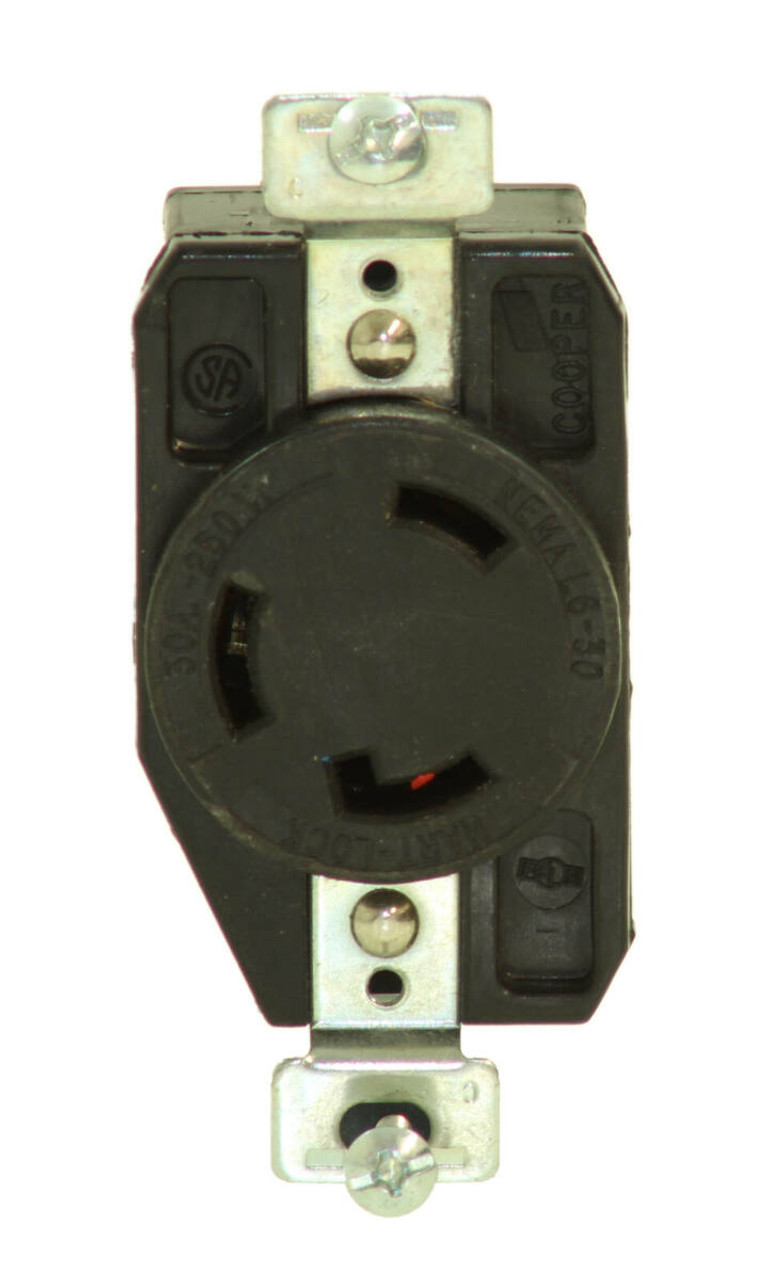 Cooper AHL630R Receptacle 30A 250V 2 Pole 3 Wire Brass Blade Grounding