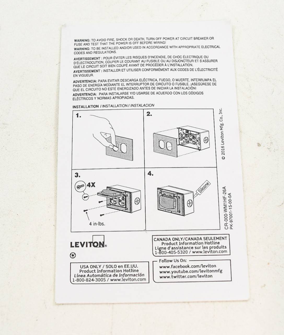 Leviton WM1HF-GY Weatherproof Cover 1-Gang Die-cast Metallic Enclosure