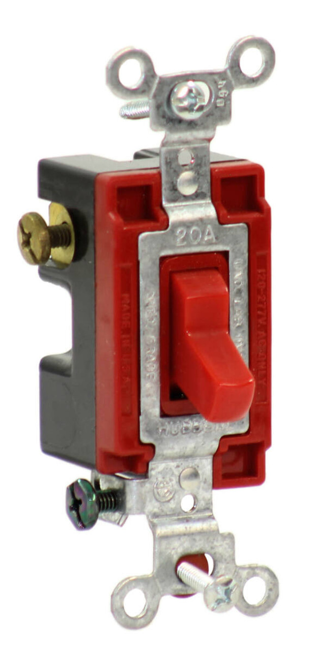 Hubbell CS1223R Toggle Switch 20A 120/277V 3 Way, Specification Grade, For Back and Side Wiring
