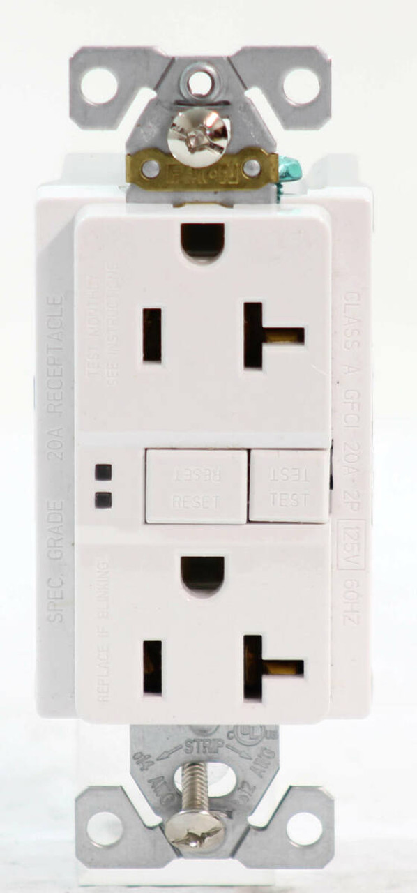 Eaton SGF20W Receptacle 20A 125V 5-20R 2P 3W 14-10AWG Grounding White Flush Mount