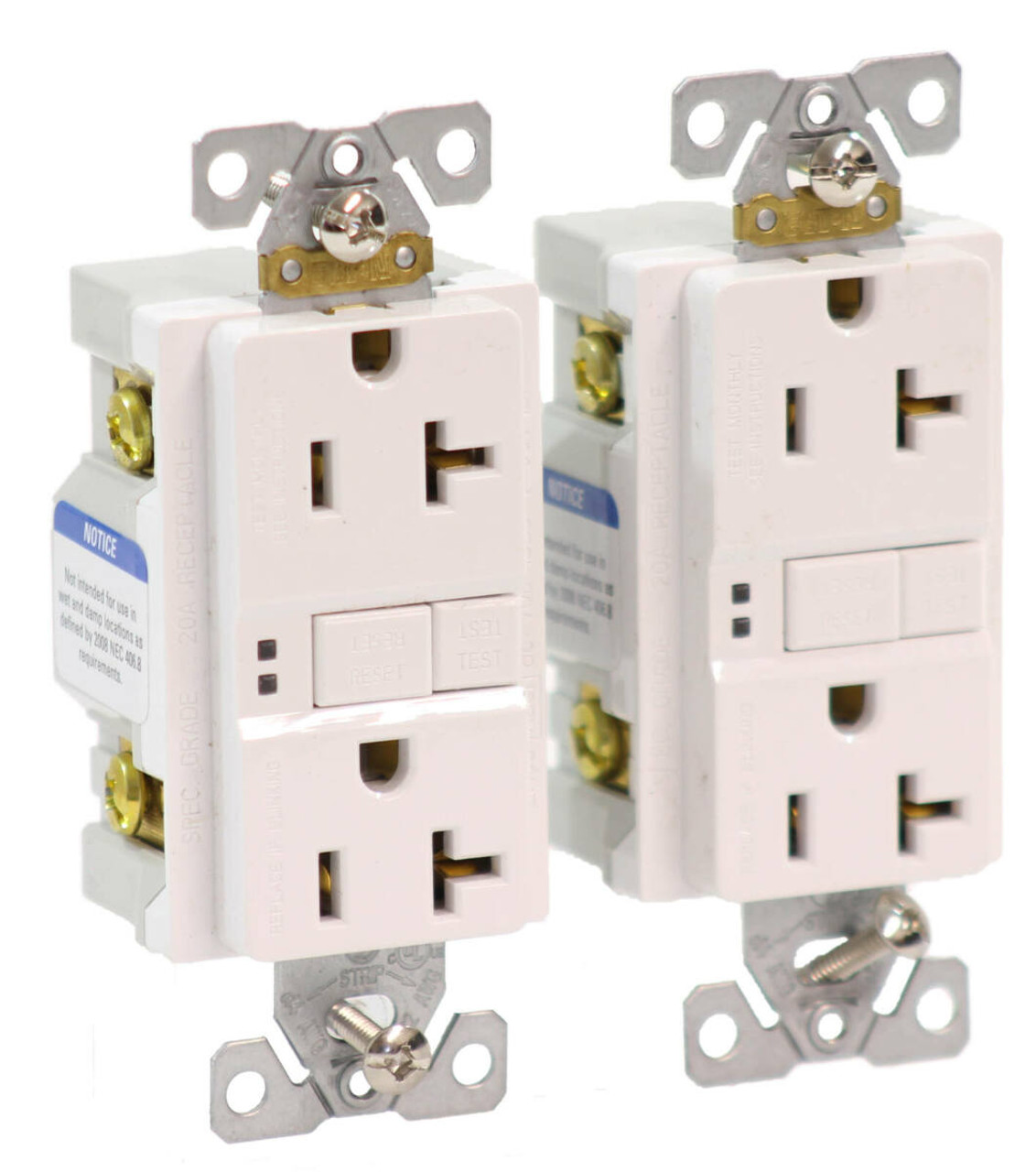 Eaton SGF20W Receptacle 20A 125V 5-20R 2P 3W 14-10AWG Grounding White Flush Mount
