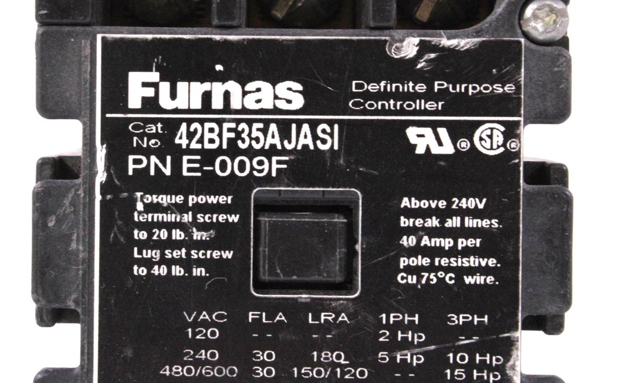 Furnas 42BF35AJASI Definite Purpose Controller Contactor 40A 240V 3P Coil 24V
