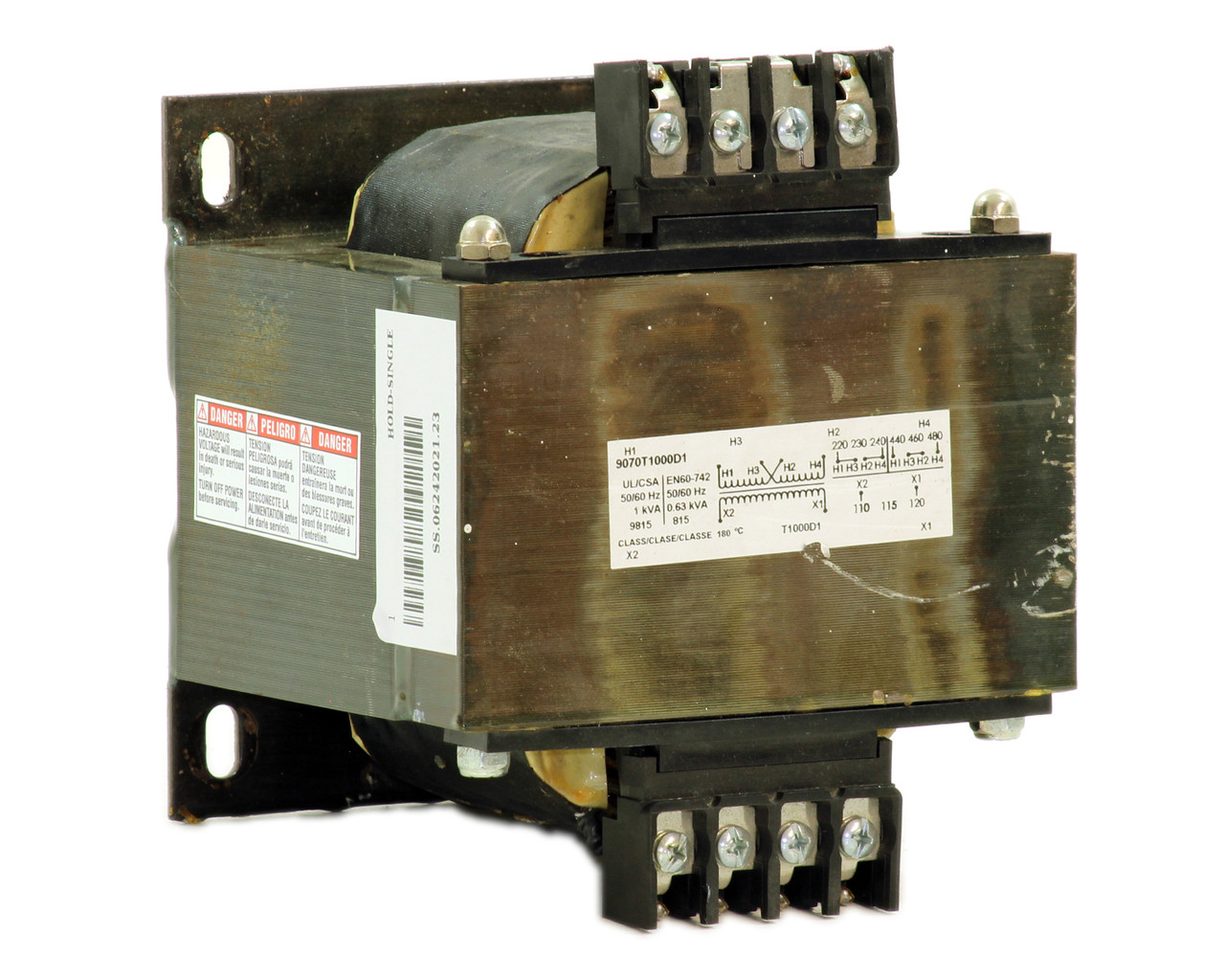 Square D 9070T1000D1 Transformer 100VA 1PH P:240x480V S:120V 50/60Hz Type T Industrial Control