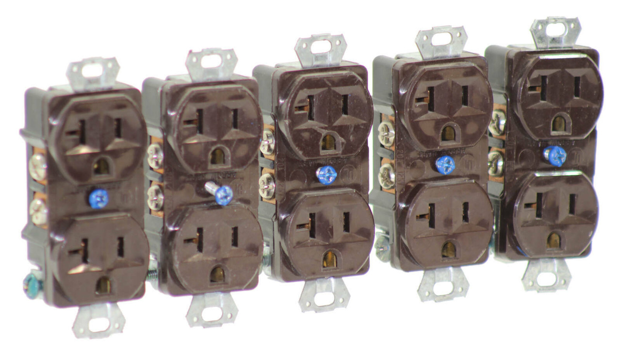 Arrow Hart AH8300B Duplex Receptacle 20A 125V Back and Side Wire, Brown