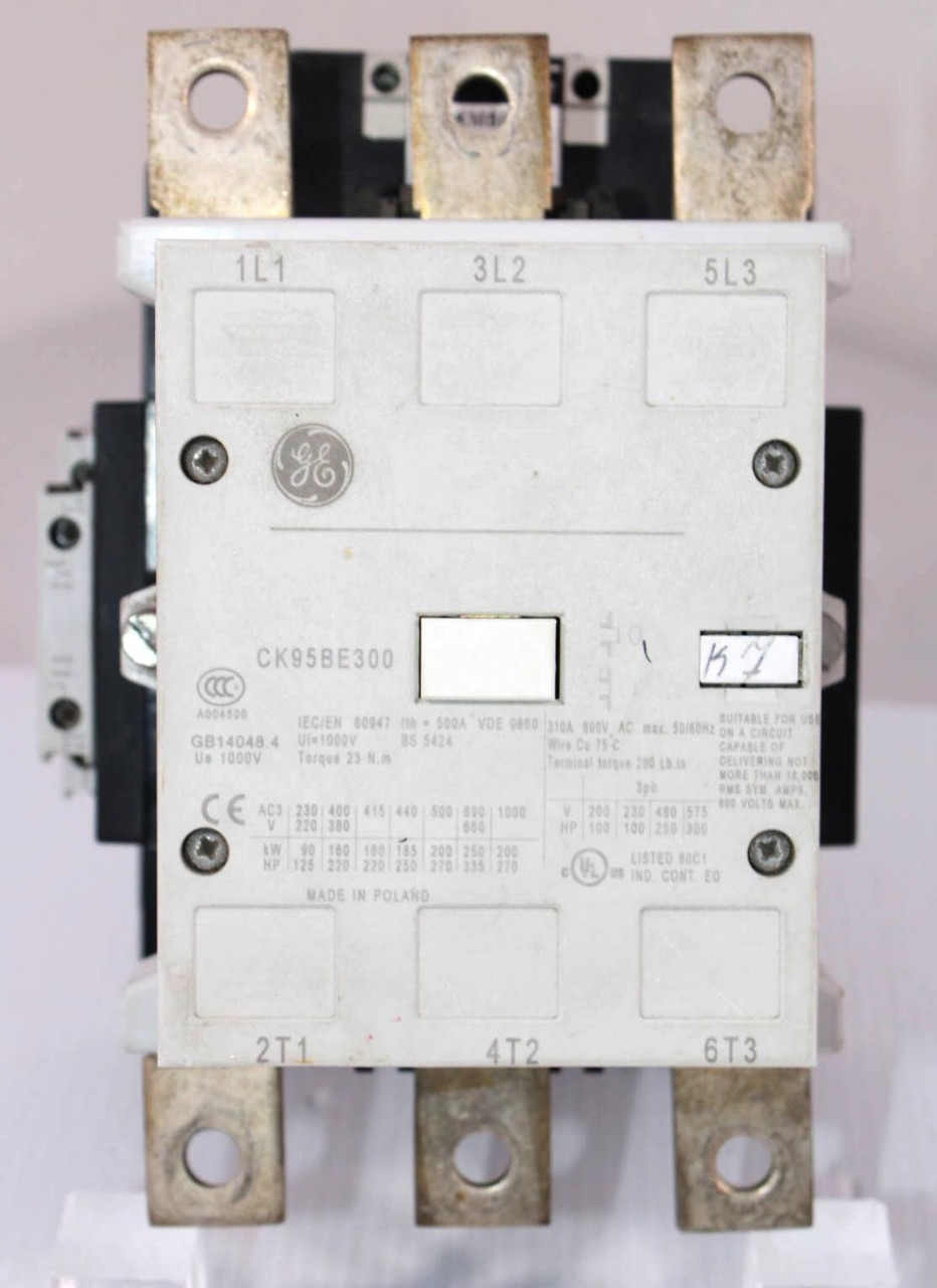 General Electric CK95BE300 Contactor 310A 600V 3P 24-28 Coil w/Auxiliary BCLL11