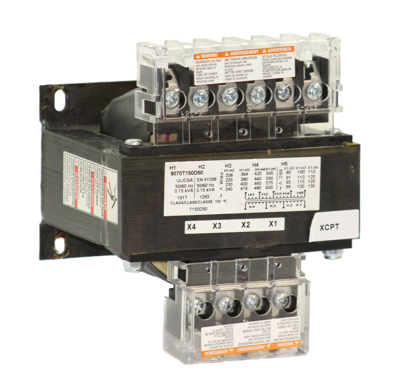 Square D 9070T150D50 Voltage Transformer .15KVA Primary: 600 Secondary: 130 50/60Hz