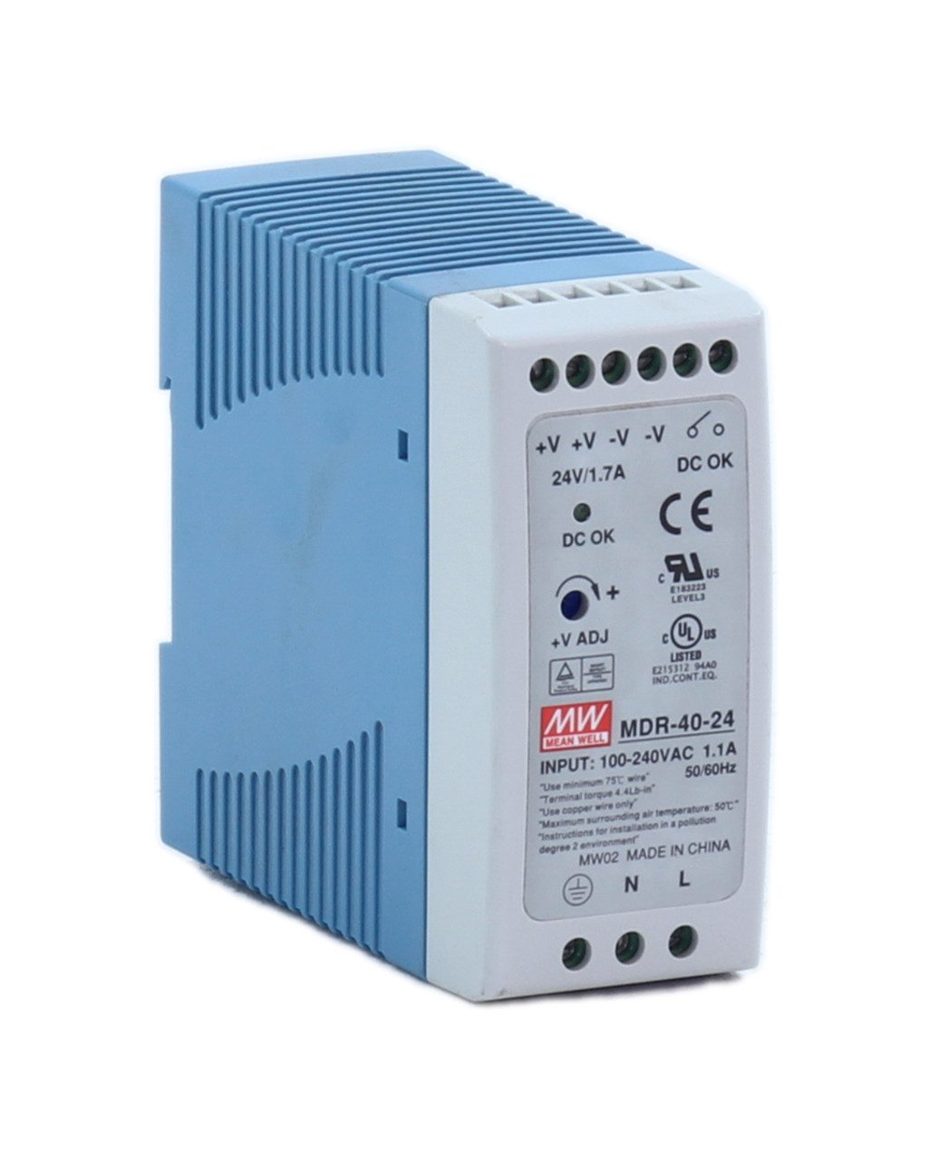 Mean Well MDR-40-24 Power Supplies 1.7A 24V Input: 85-264 Output: 24