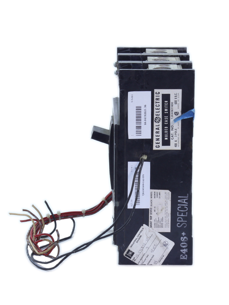 General Electric TJK436Y400 Molded Case Switch 400A 600V 3P 22ka Shunt + 2X Auxiliary